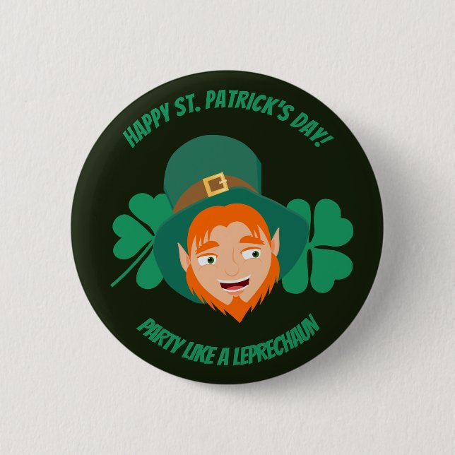 El Fiesta de San Patricio como un botón de Leprech (Anverso)