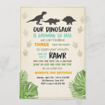 El fiesta del dinosaurio de la invitación del