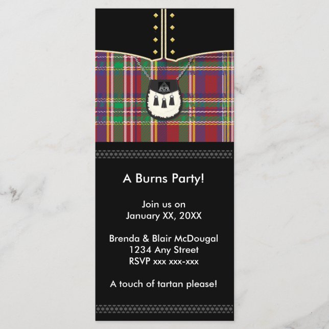 El fiesta Robbie Burns invita a los (Anverso)
