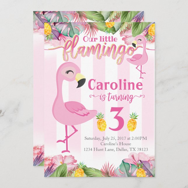 El flamenco de la invitación de la fiesta de (Anverso / Reverso)