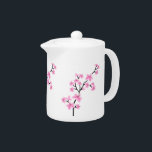 El flor asiático blanco rosado de la tetera<br><div class="desc">El flor asiático blanco rosado de la tetera florece el café floral pequeño Zizzago del té</div>