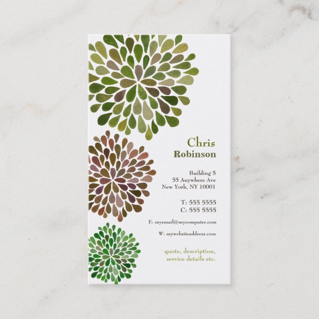 El flor verde estalló la tarjeta de visita neutral (Anverso)