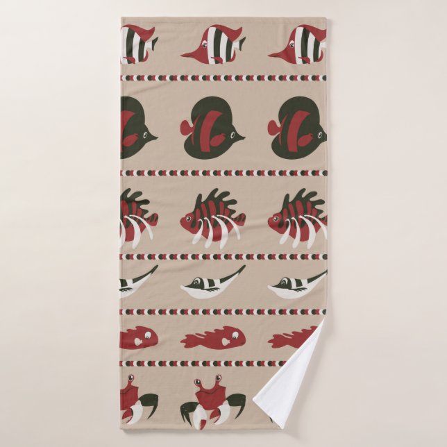 El fondo marino con vida marina - cangrejo y di (Toalla de baño)