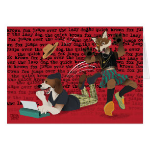 El Fox rápido de Brown salta sobre perro perezoso