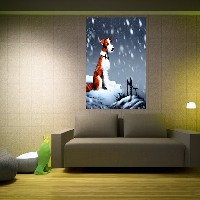 El Fox Terrier en la nieve | Poster de arte de IA (Subido por el creador)