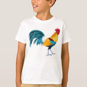 El gallo colorido embroma la camiseta