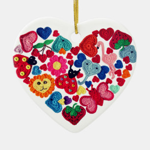 El ganchillo Appliques el ornamento del corazón