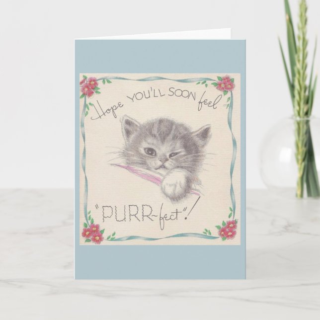 El gatito del vintage consigue la tarjeta bien (Anverso)