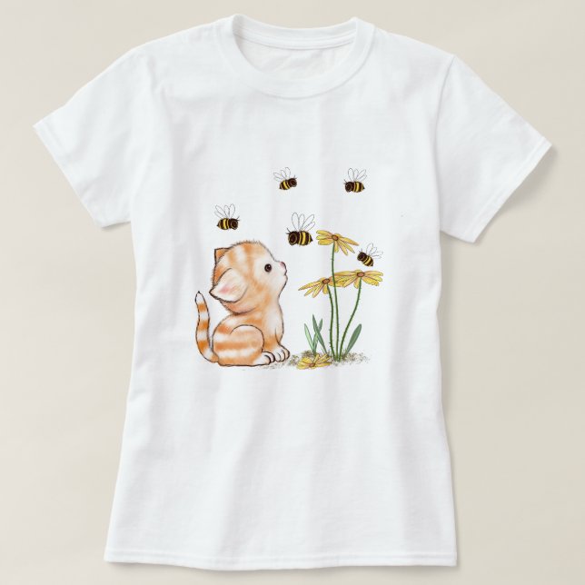 El gatito lindo del gato florece las camisetas (Diseño del anverso)