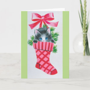 El gatito más dulce del navidad del vintage en una