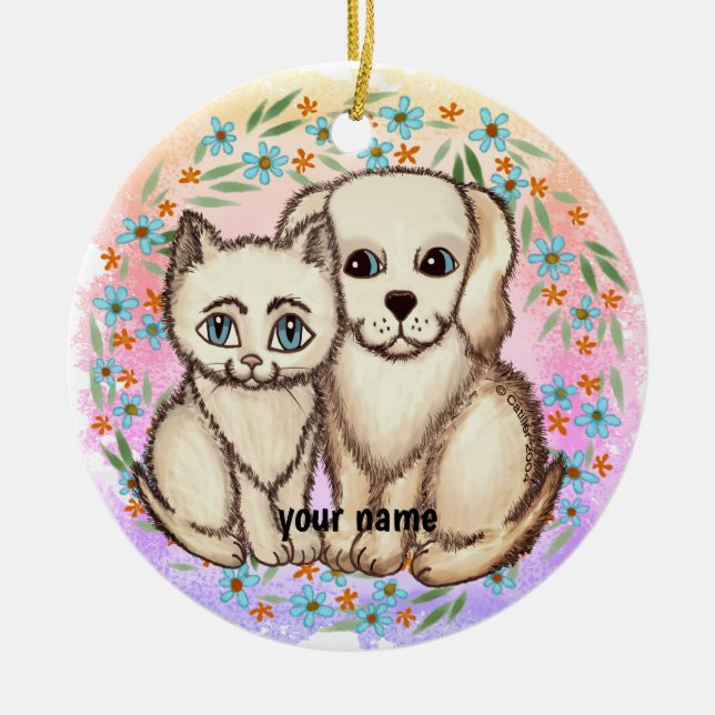 El gato ama el ornamento del perro (Frente)