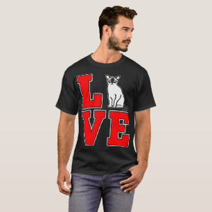 El gato birmano acaricia la camiseta del regalo