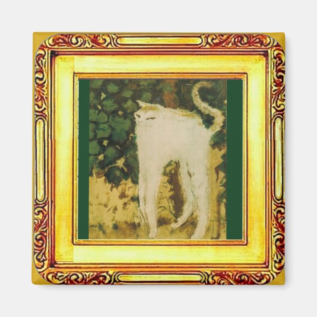 El gato blanco, imán de Bonnard (Frente)