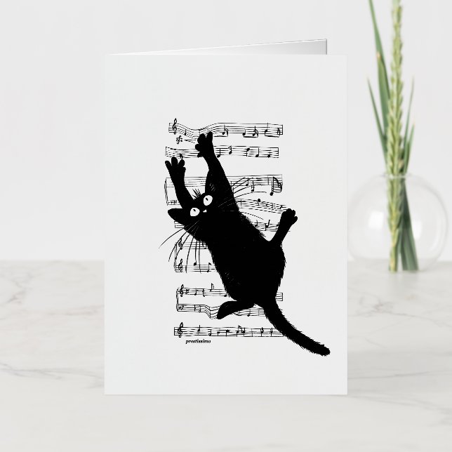 El gato cuelga de notas musicales (Anverso)