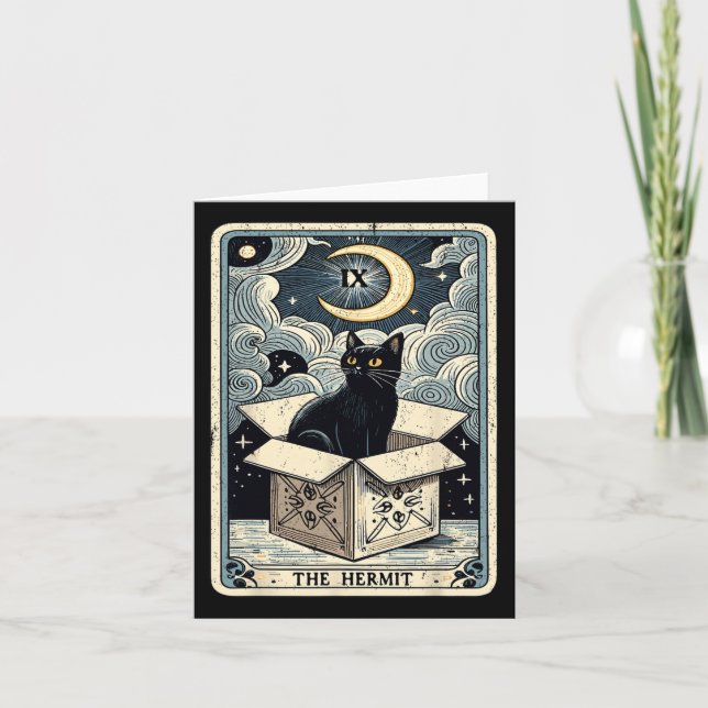 El gato de la tarjeta Tarot de Hermit en caja Grac (Anverso)