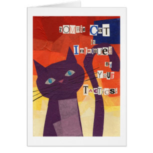 El gato del zombi es intrigado por sus táctica