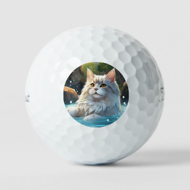 El gato disfrutando de un resorte caliente: bola d (Anverso)