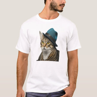 El gato en el diseño básico de camisetas para homb