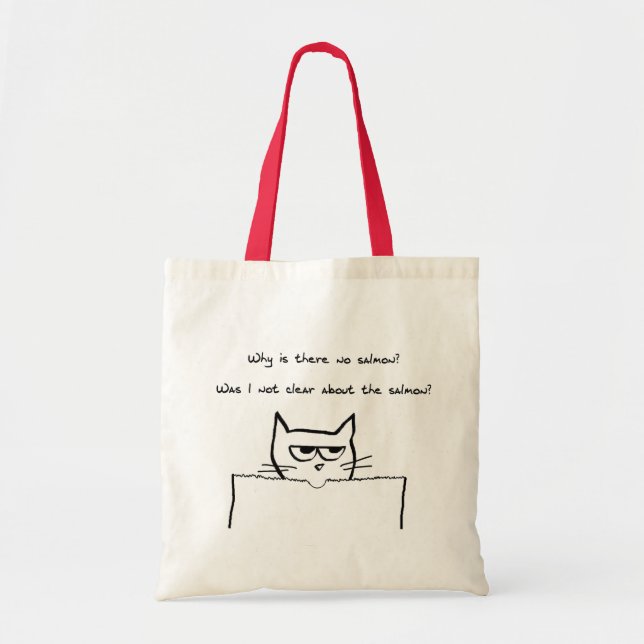 El gato enojado exige los salmones - la bolsa de (Frente)