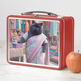 El gato está vendiendo ropa en un mercado indio
