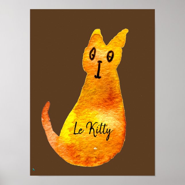 El gato jengibre adorable acuarela arte de ilustra (Frente)