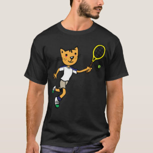 El gato juega a la camiseta de bádminton divertid