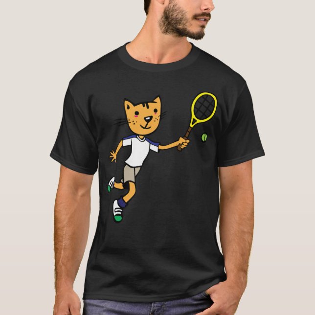 El gato juega a la camiseta de bádminton divertida (Anverso)