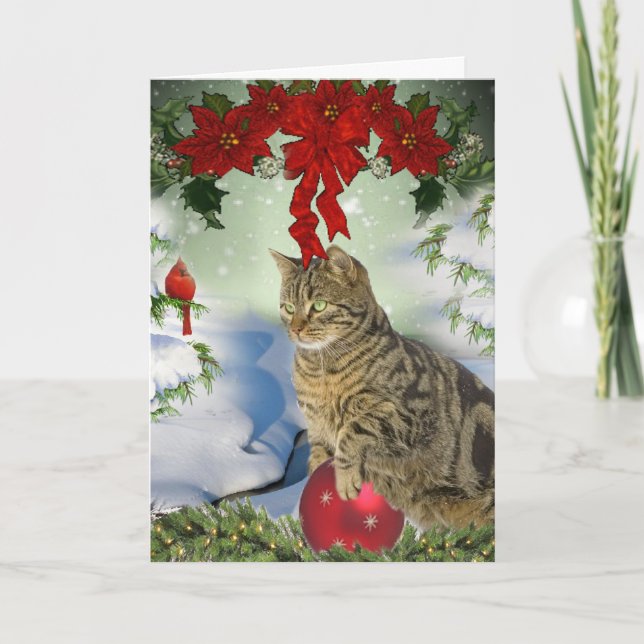 El gato juega con tarjetas de decoración de los Na (Anverso)