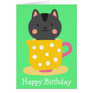 El gato lindo en el personalizado de té en la ment