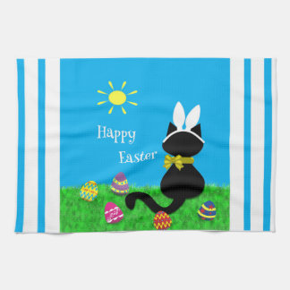 El gato lindo Pascua feliz raya la toalla de