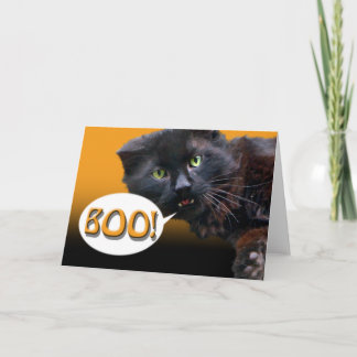 ¡El gato negro de la tarjeta de Halloween dice