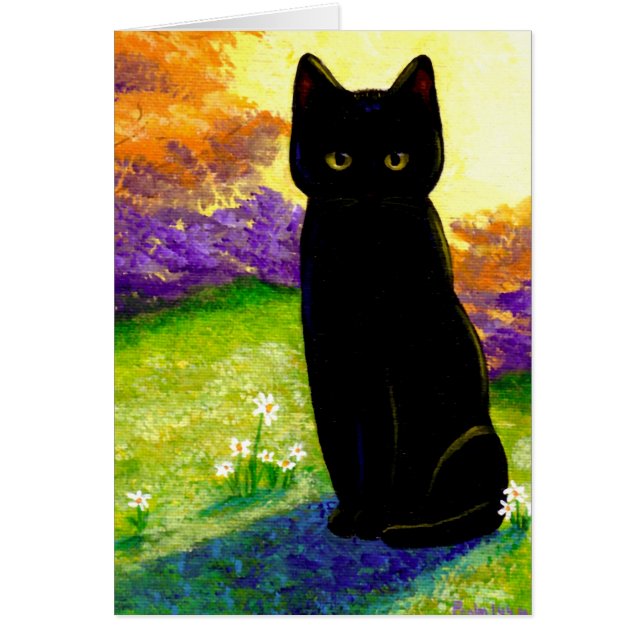 El gato negro lindo florece Creationarts divertido (Frente)