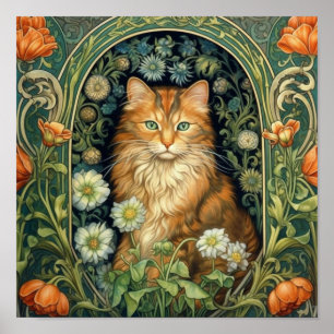 El gato rojo en el arte del jardín