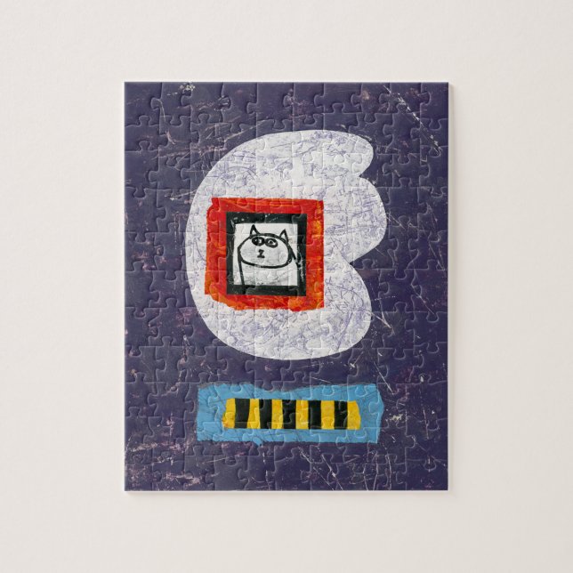 El gato se sienta para el rompecabezas de la foto  (Vertical)