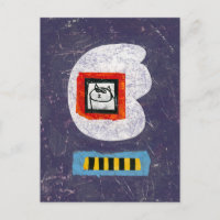 El gato se sienta para la tarjeta postal del libro