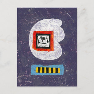 El gato se sienta para la tarjeta postal del libro