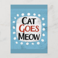 El gato se va con la postal de Meow