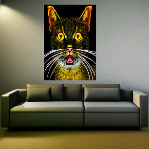 El gato tiene miedo   Poster de arte de IA