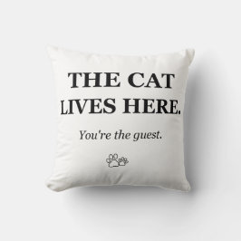 El Gato Vive Aquí Eres el Invitado Almohada Divert