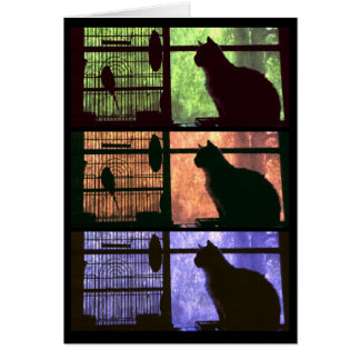 El gato y el pájaro - Tarjeta