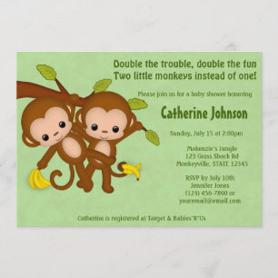 El GEMELO Monkeys las invitaciones MM2 VERDE de