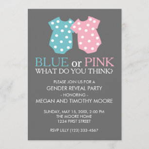 El género azul o rosado revela la invitación del