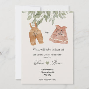 El género del bebé revela la invitación moderna