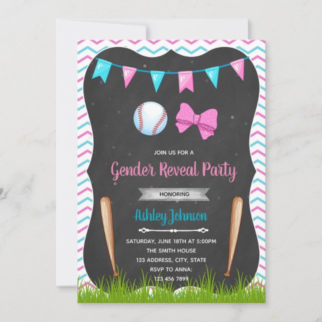 El género del béisbol o Bows revela la invitación (Anverso)