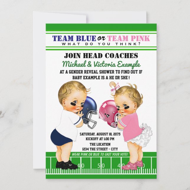 El género del fútbol revela invitaciones a la duch (Anverso)