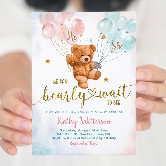 El género del oso revela la invitación de Baby Sho (Subido por el creador)