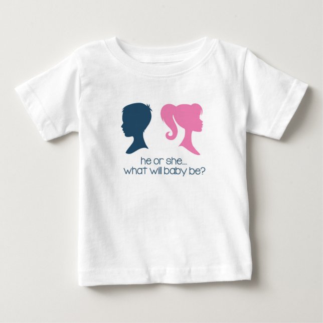 El género revela Baby Shower "él o ella" camiseta (Anverso)