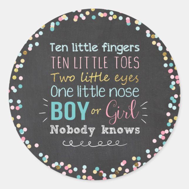 El género revela pegatinas Sello para sobres Niño  (Anverso)