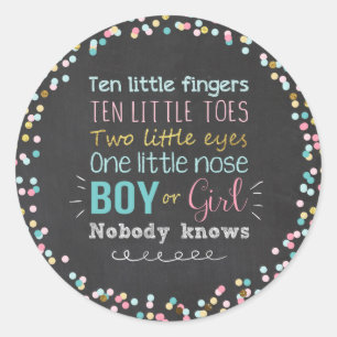 El género revela pegatinas Sello para sobres Niño