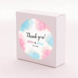 El género rosa azul revela pegatinas redondos fies